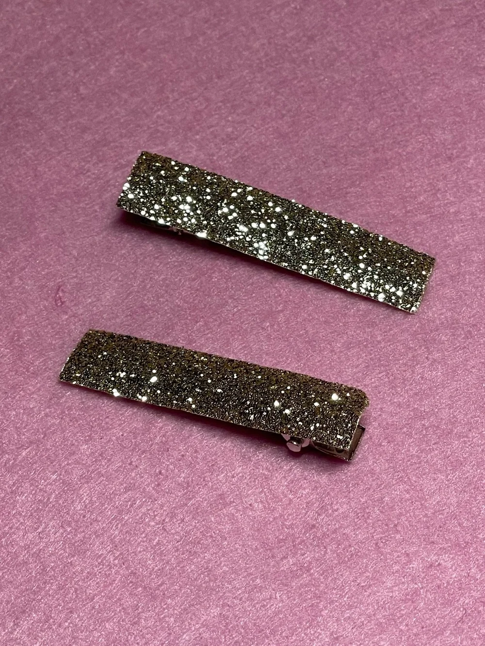 2 listings for $15 Handmade Glitter Hair Clips - Gold Sparkle